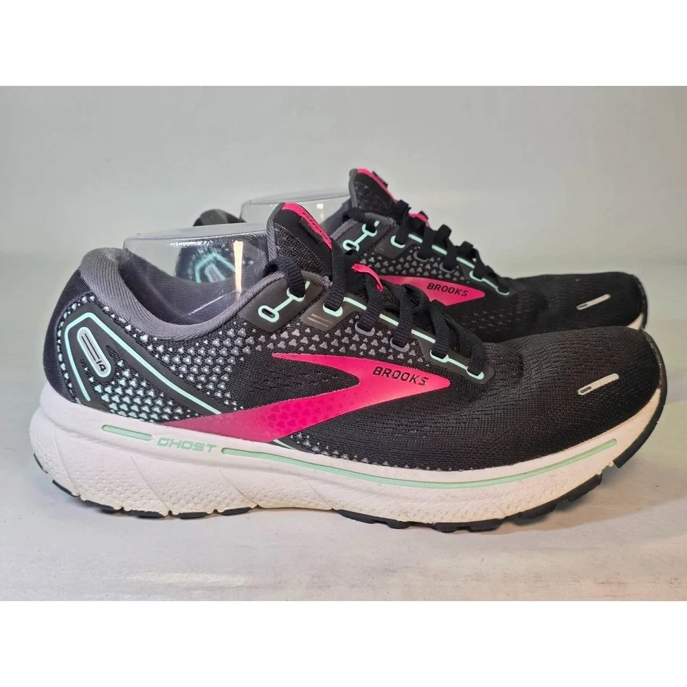 Brooks Ghost 14 Women's Size 10 D Wide UK 8 Black Pink Running Shoes Workout